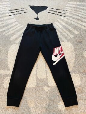 Nike Black Joggers with Red & White Logo Graphic